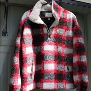 Forever 21 Red and Black Plaid Fleece Jacket